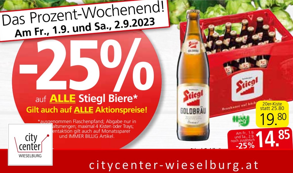 MINUS 25% auf Stiegl Bier bei Spar Moser