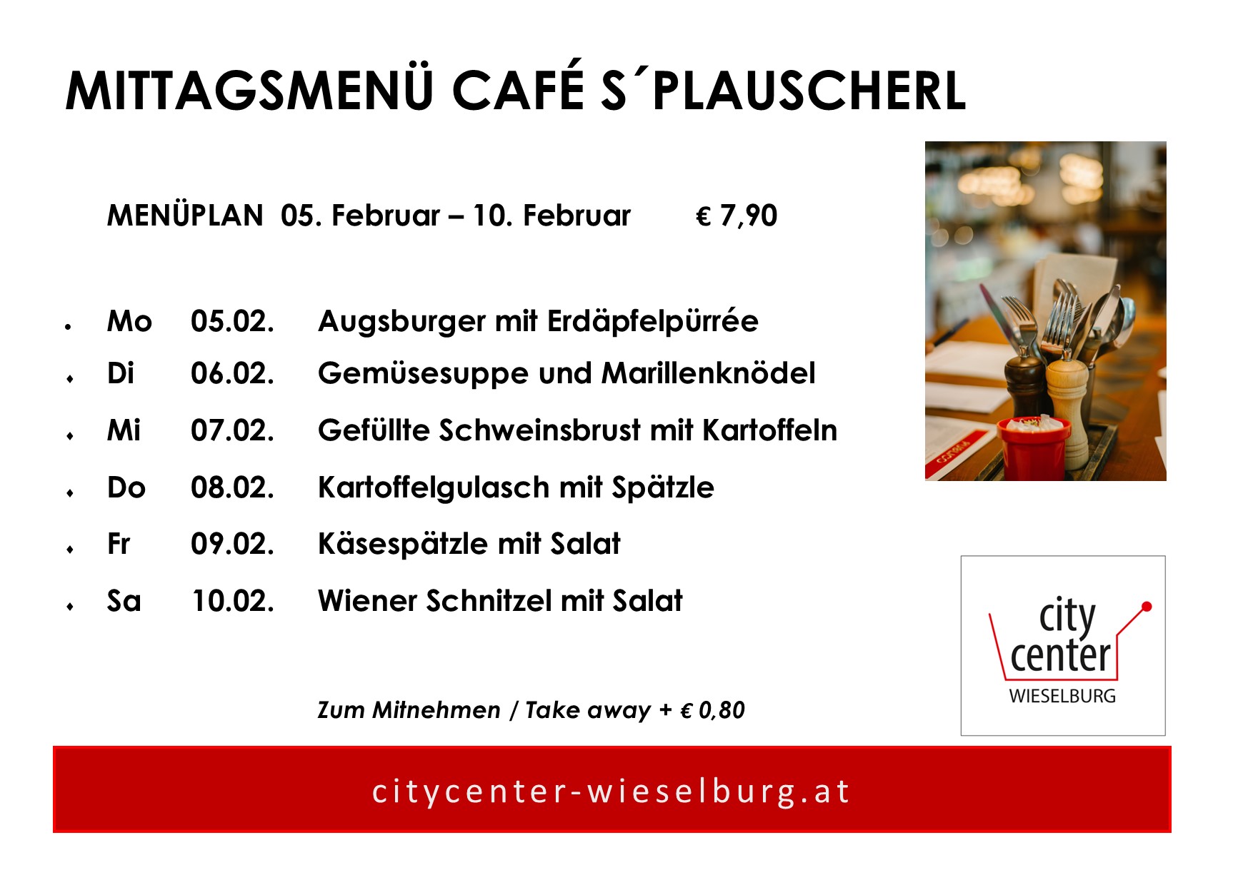 Menüplan Cafés`Plauscherl