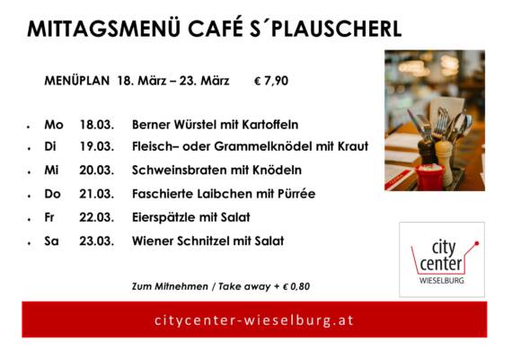 Menüplan Café s`Plauscherll