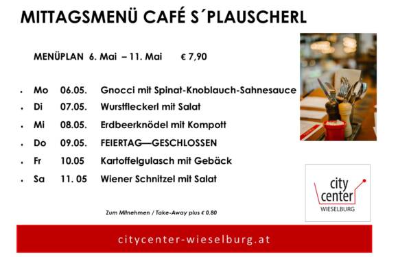 Menüplan Café sPlauscherl