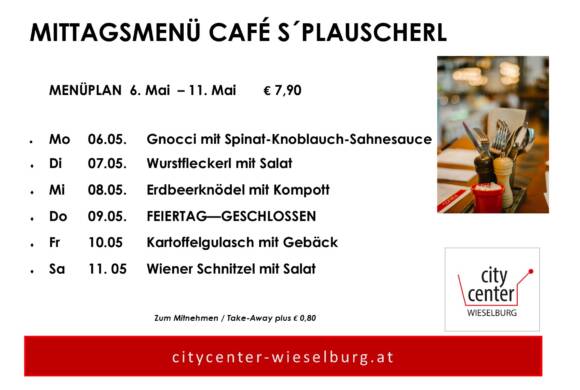Menüplan Café sPlauscherl