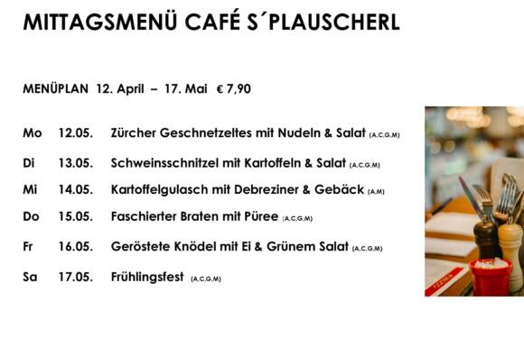 Menüplan Café s`Plauscherl