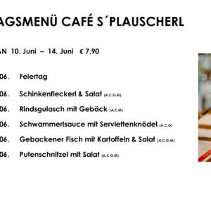 Menüplan Café s`Plauscherl