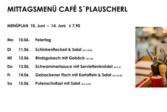 Menüplan Café s`Plauscherl