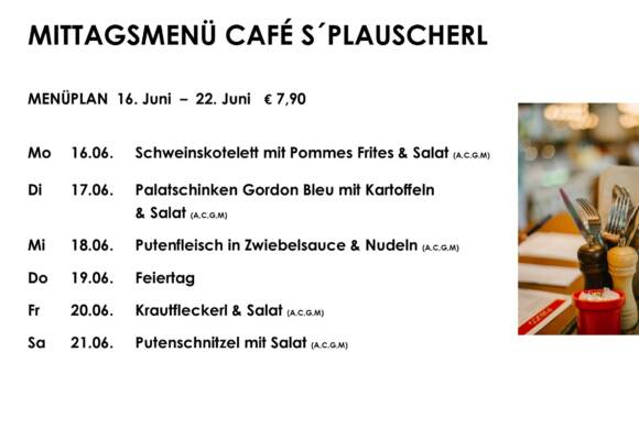 Menüplan Café s Plauscherl