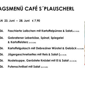 Menüplan Café s`Plauscherl