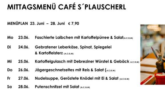 Menüplan Café s`Plauscherl