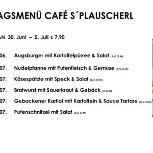 Menüplan Café s`Plauscherl