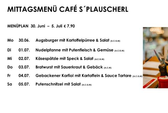 Menüplan Café s`Plauscherl