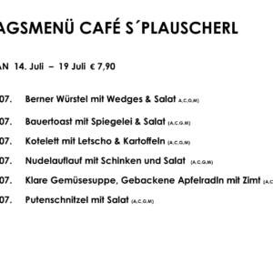 Menüplan Café s`Plauscherl