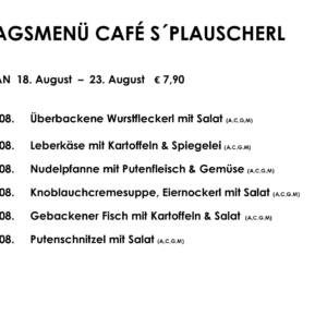 Menüplan Café s`Plauscherl