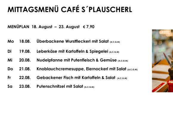 Menüplan Café s`Plauscherl