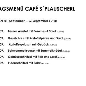 Menüplan Café s`Plauscherl
