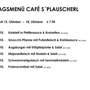 Menüplan Café s`Plauscherl