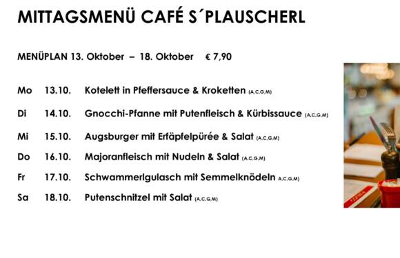Menüplan Café s`Plauscherl