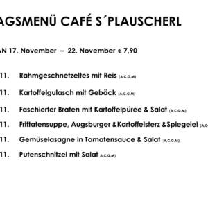 Menüplan Café `Plauscherl