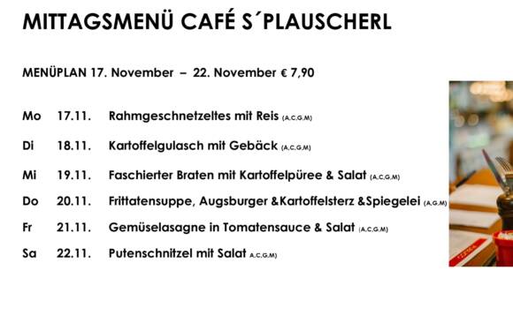 Menüplan Café `Plauscherl Menüplan Café `Plauscherl