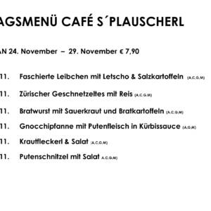 Menüplan Café s`Plauscherl