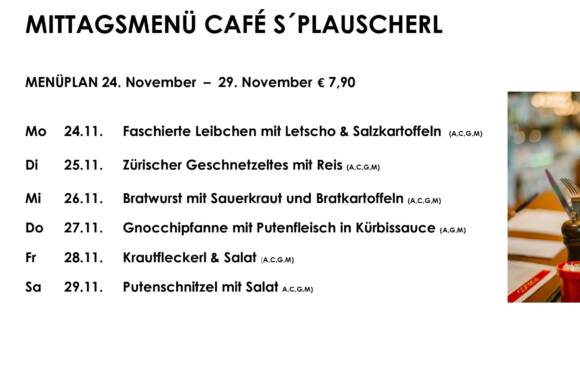 Menüplan Café s`Plauscherl
