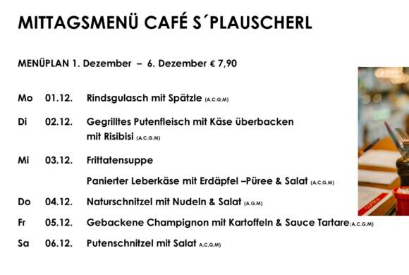 Menü Café s`Plauscherl