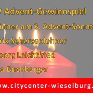 Gewinner 3. Adventsonntag Weihnachtsgewinnspiel Gewinner 3. Adventsonntag Weihnachtsgewinnspiel