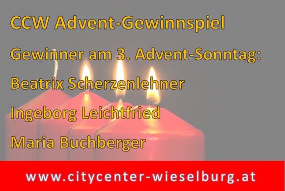 Gewinner 3. Adventsonntag Weihnachtsgewinnspiel