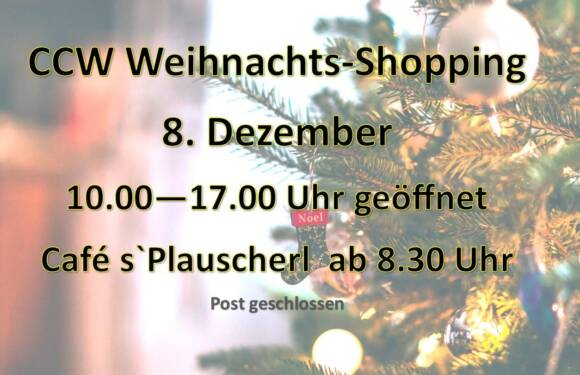 Weihnachts-Shopping am 8. Dezember Weihnachts-Shopping am 8. Dezember