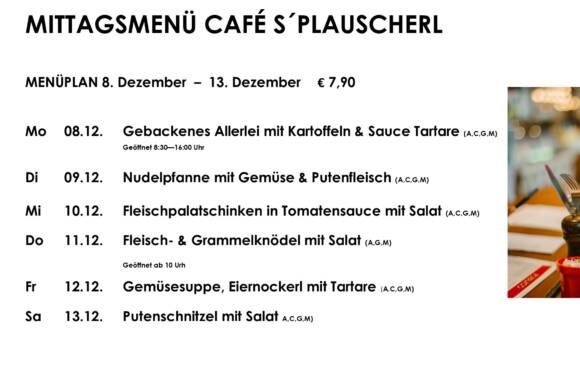 Menüplan s´Plauscherl Menüplan s´Plauscherl