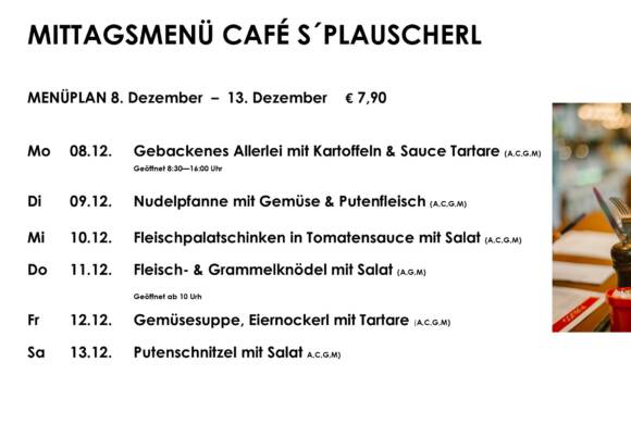 Menüplan s´Plauscherl