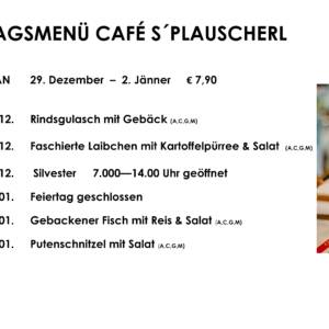 Menüplan Café s`Plauscherl