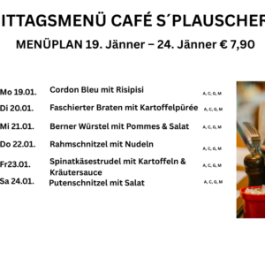 Menüplan Café s`Plauscherl