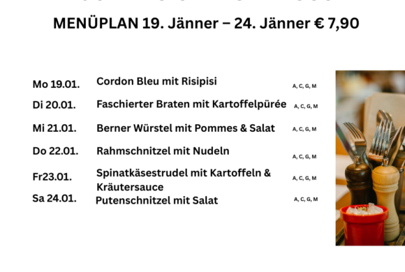 Menüplan Café s`Plauscherl