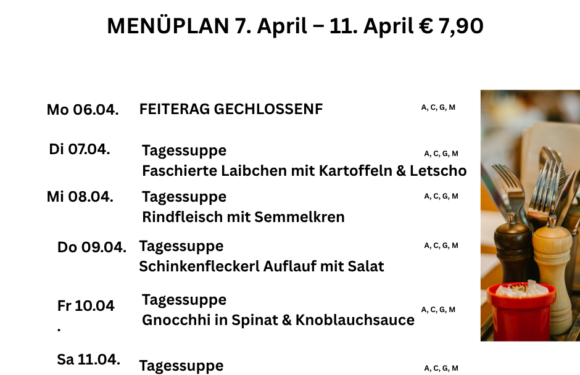 Menü Café s`Plauscherl Menü Café s`Plauscherl