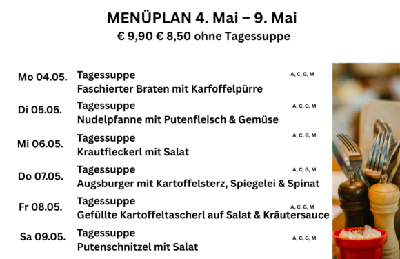 Menüplan Café s`Plauscherl