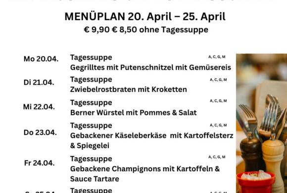Menüplan Café s`Plauscherl