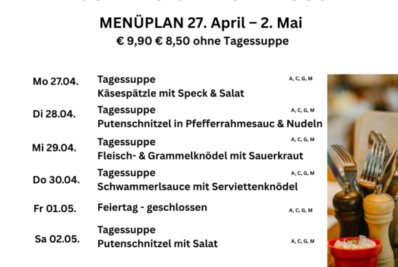 Menüplan Café s`Plauscherl