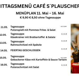 Menüplan Café s`Plauscherl