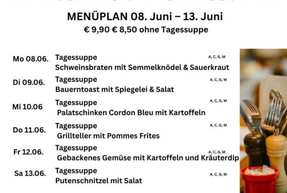 Menüplan Café s`Plauscherl