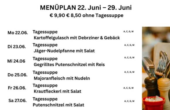 Menüplan Café s`Plauscherl