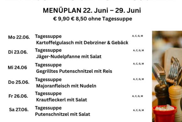 Menüplan Café s`Plauscherl