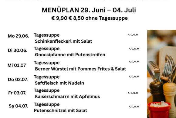 Menüplan Café s`Plauscherl