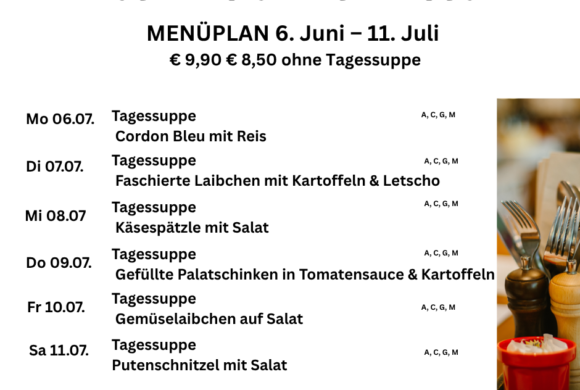 Menüplan Café s`Plauscherl